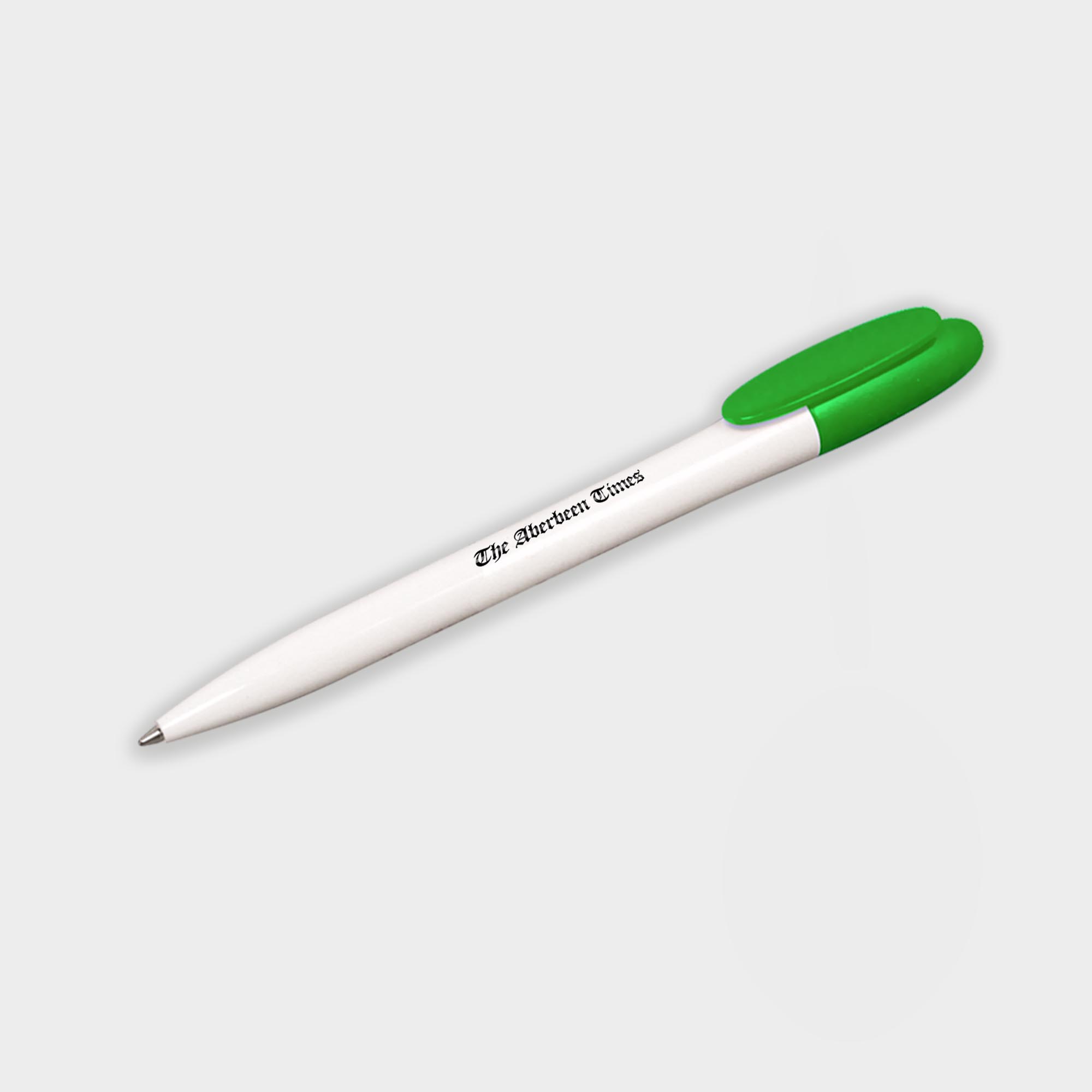 The Green & Good Realta ballpen. It is made in the EU from recycled plastic. Available in a variety of colours with a twist action mechanism. Comes with black ink as standard. One of our bestsellers. White / Green
