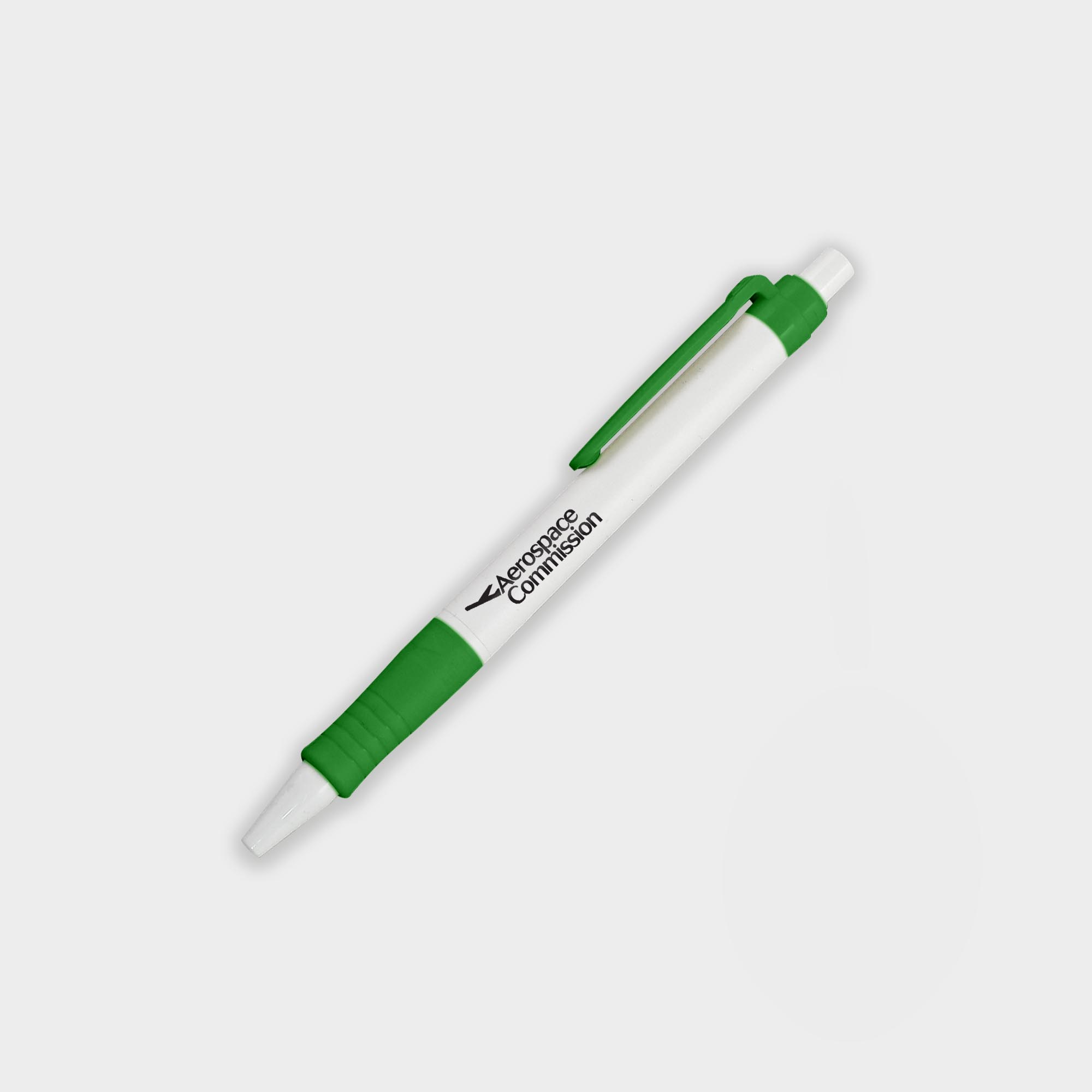 The Green & Good Bio Solid Biodegradable Pen. Corn based plastic pen with a solid coloured body and a push button. Available in a wide range of trim colours. Black ink as standard. White / Green