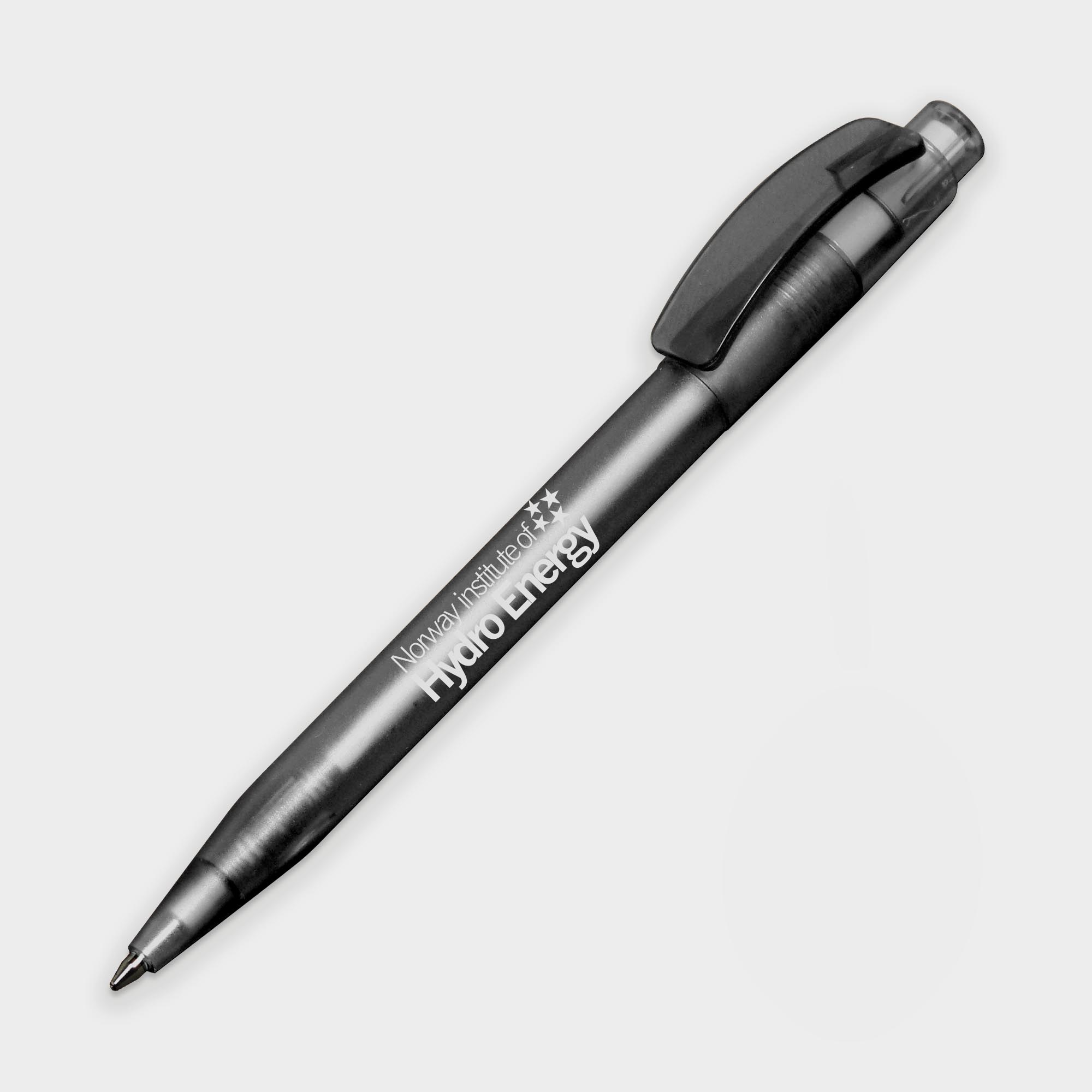 The Green & Good Indus Pen made from biodegradable plastic. Push button pen in a variety of colours. Black ink as standard. Black