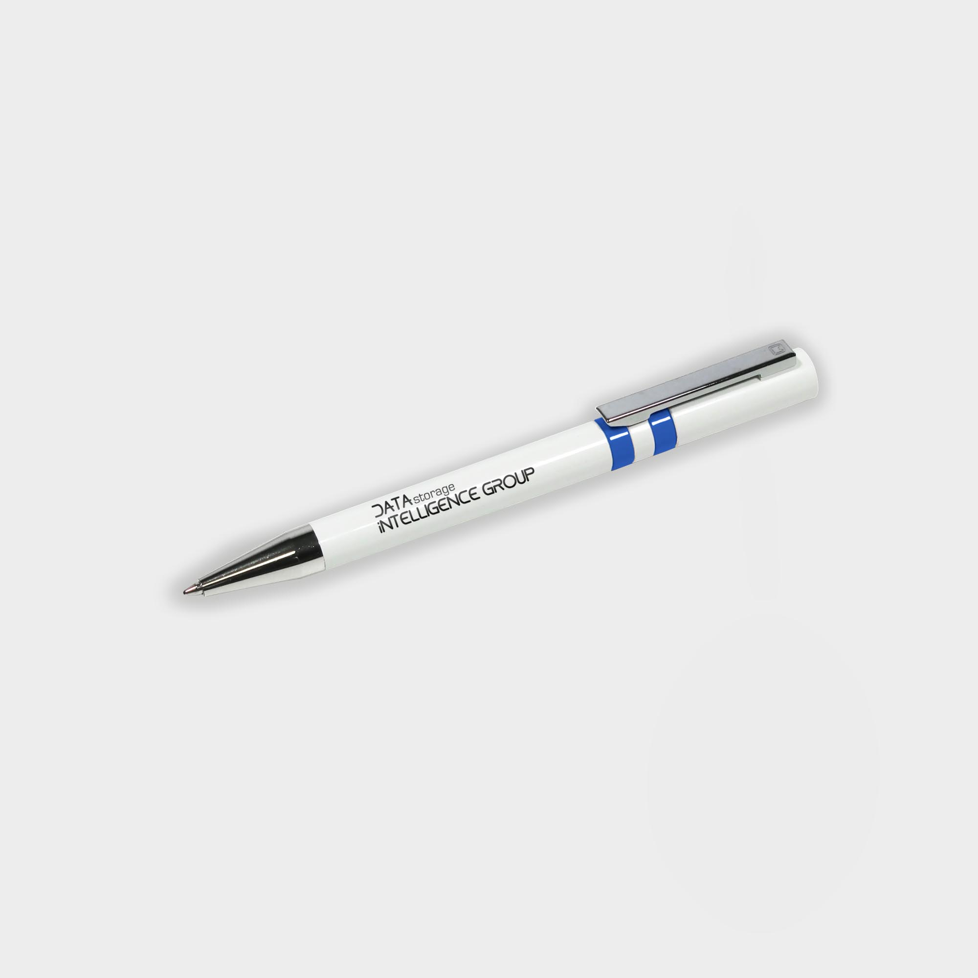 The Green & Good Ethic Pen made from recycled plastic. Stylish executive pen with chrome tip and various colour upon request. Black ink as standard. White / Blue