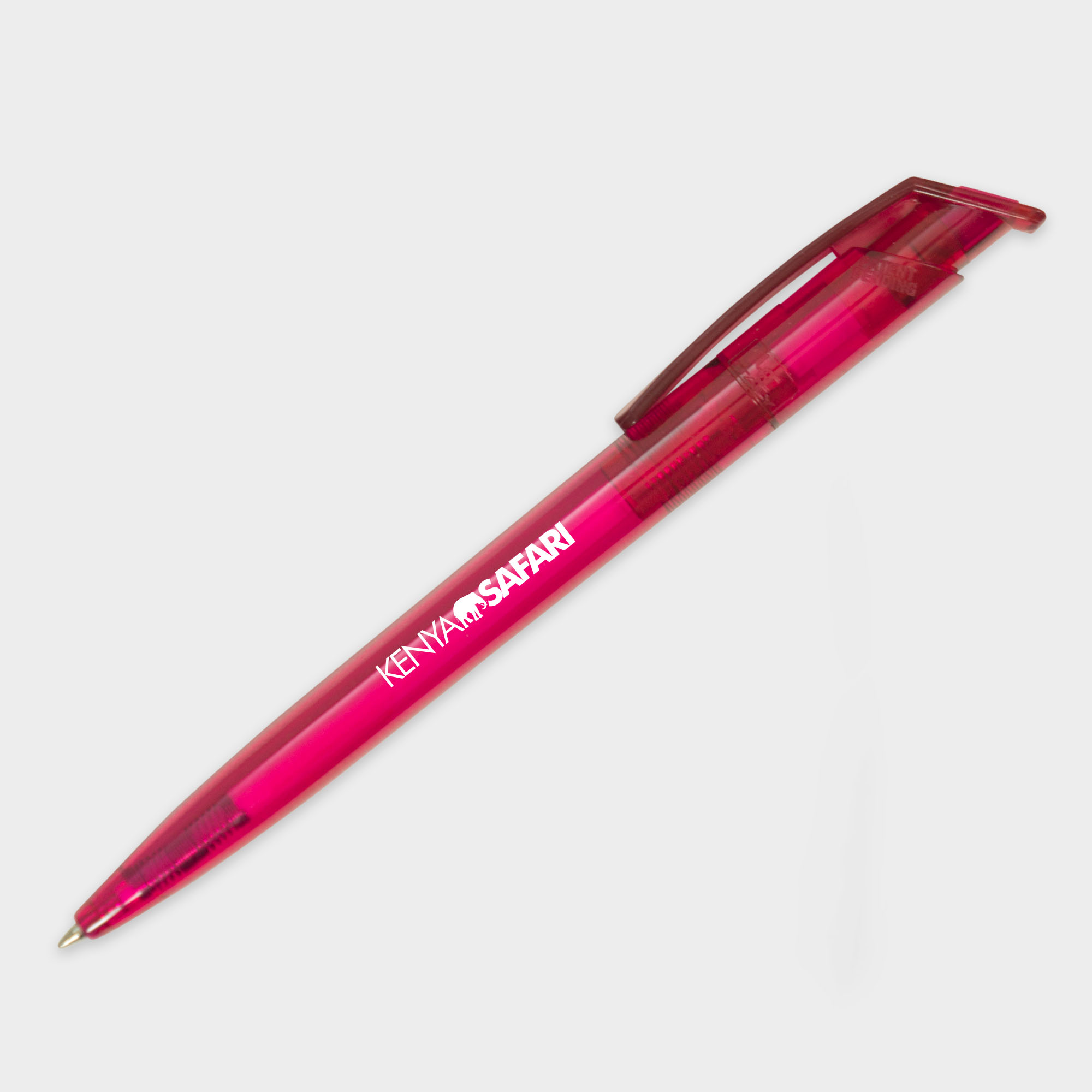 The Green & Good Litani Pen. An eco-friendly and high-quality pen made from recycled plastic bottles (rPET) with black ink refills and a frosted body. Made in the EU and available in a variety of colours. Pink
