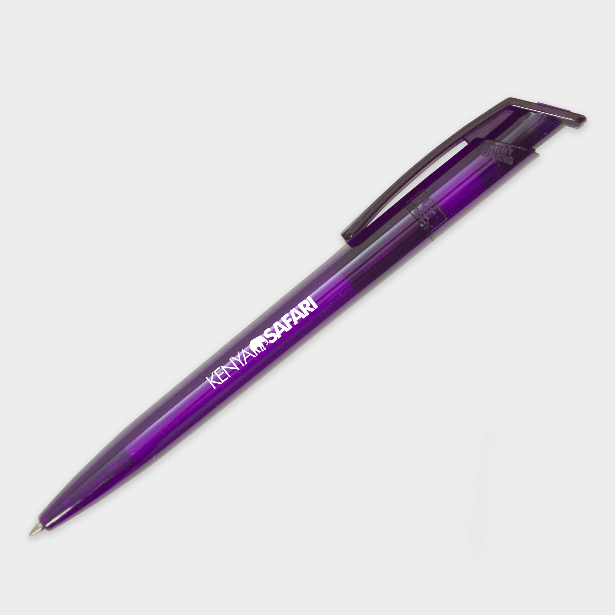 The Green & Good Litani Pen. An eco-friendly and high-quality pen made from recycled plastic bottles (rPET) with black ink refills and a frosted body. Made in the EU and available in a variety of colours. Purple