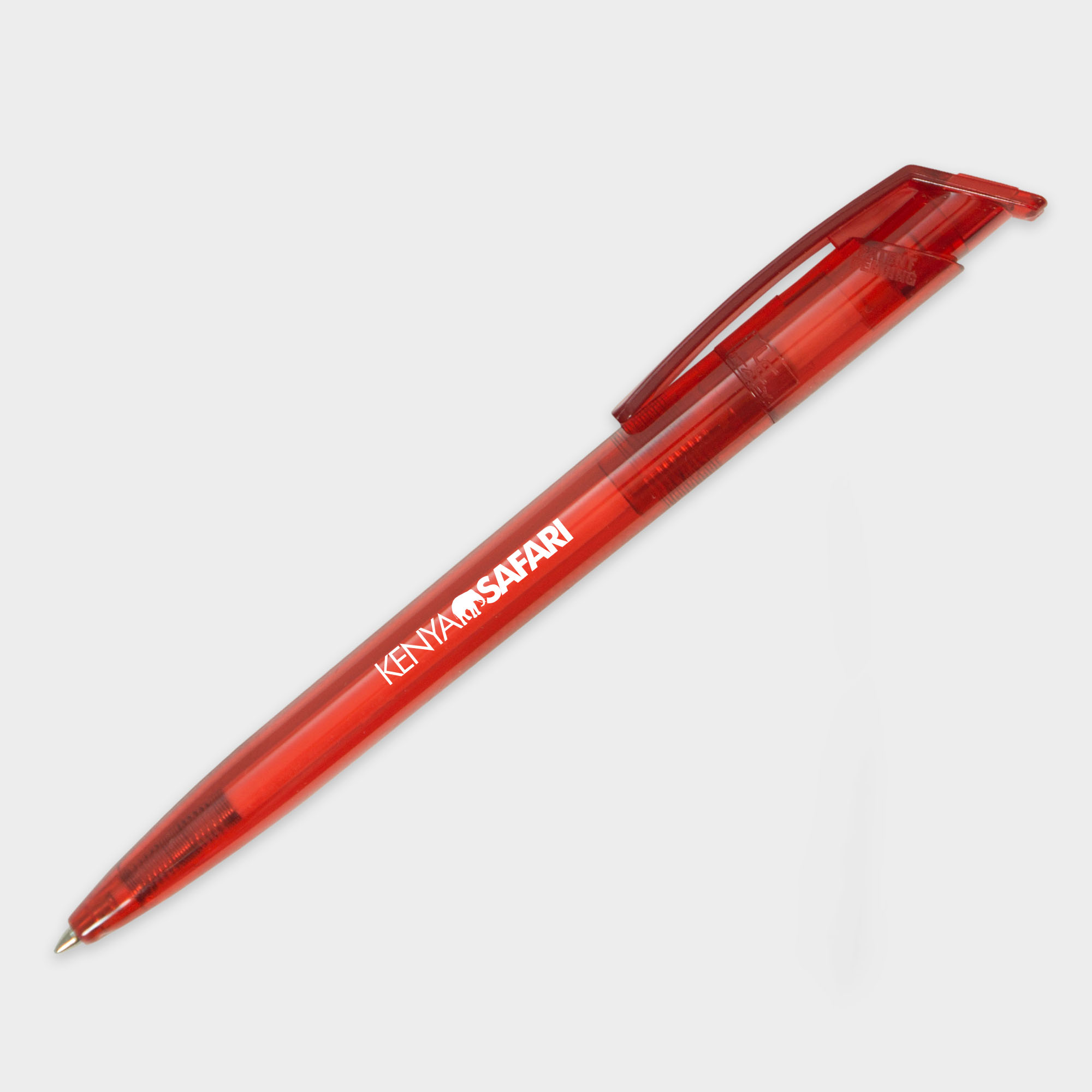 The Green & Good Litani Pen. An eco-friendly and high-quality pen made from recycled plastic bottles (rPET) with black ink refills and a frosted body. Made in the EU and available in a variety of colours. Red