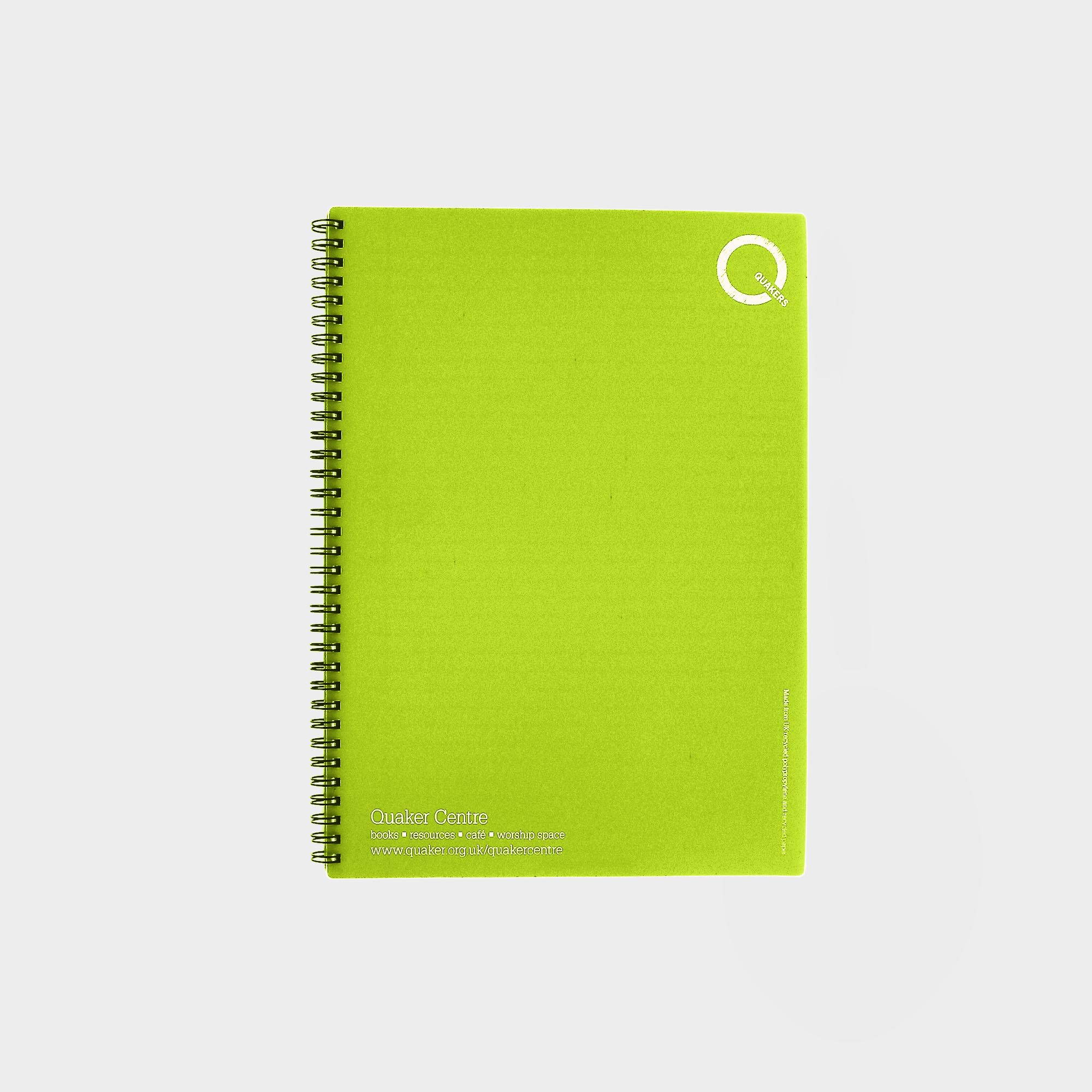 The Green & Good Polypropylene Notebook comes with recycled paper - size A4. The front and back cover is made from recycled polypropylene (500 microns), the sheets are 80gsm. Comes wirebound with 50 sheets as standard. Please contact us if you require a bespoke number of sheets. Light Green