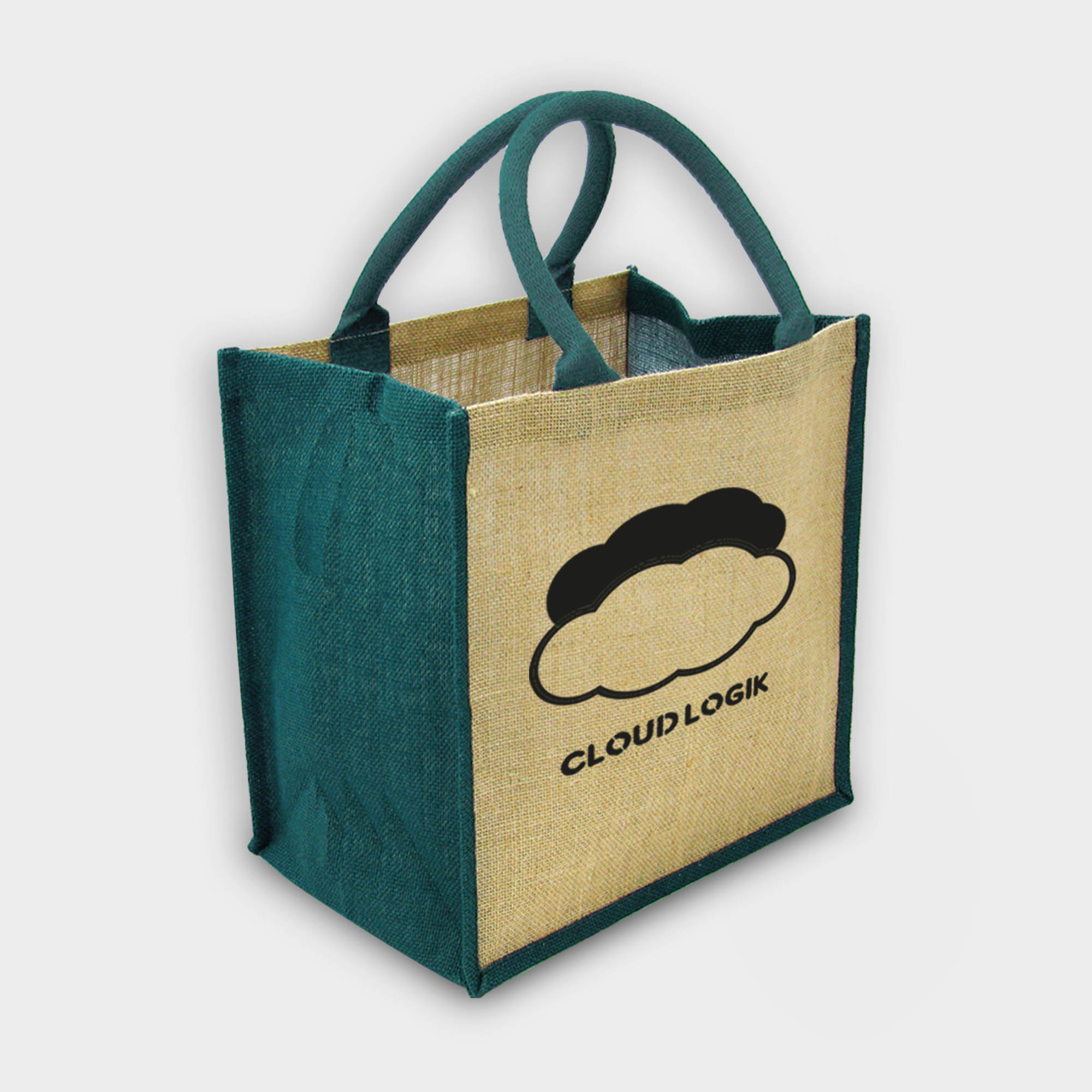 The Green & Good Brighton Jute Bag is made from natural and sustainable jute. Comes with coloured gussets in various colours. Popular shopping and gift bag with square format and cotton webbing over rope handles. Lined inside with a laminated surface for easy cleaning and sturdiness. Natural / Blue