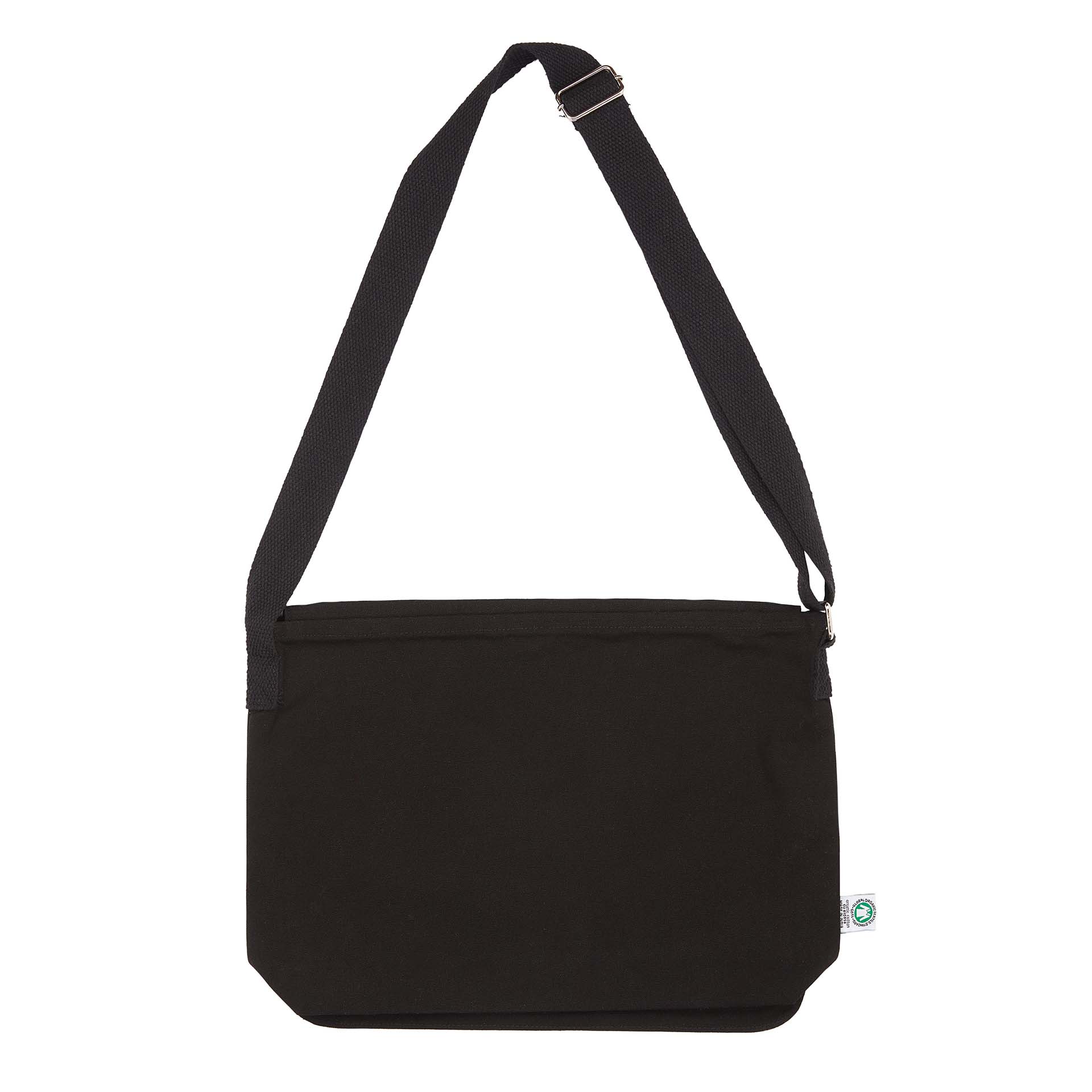 The Green & Good Canterbury Messenger Bag is made from Fairtrade & Organic cotton. It comes in navy or black and has been dyed with AZO-free dyes which are considerably better for the environment. Practical messenger bag for students and for everyday use. Pocket on the outside flap. Ethically produced in India in an audited factory. 12oz / 340gsm Fairtrade & Organic cotton. Black