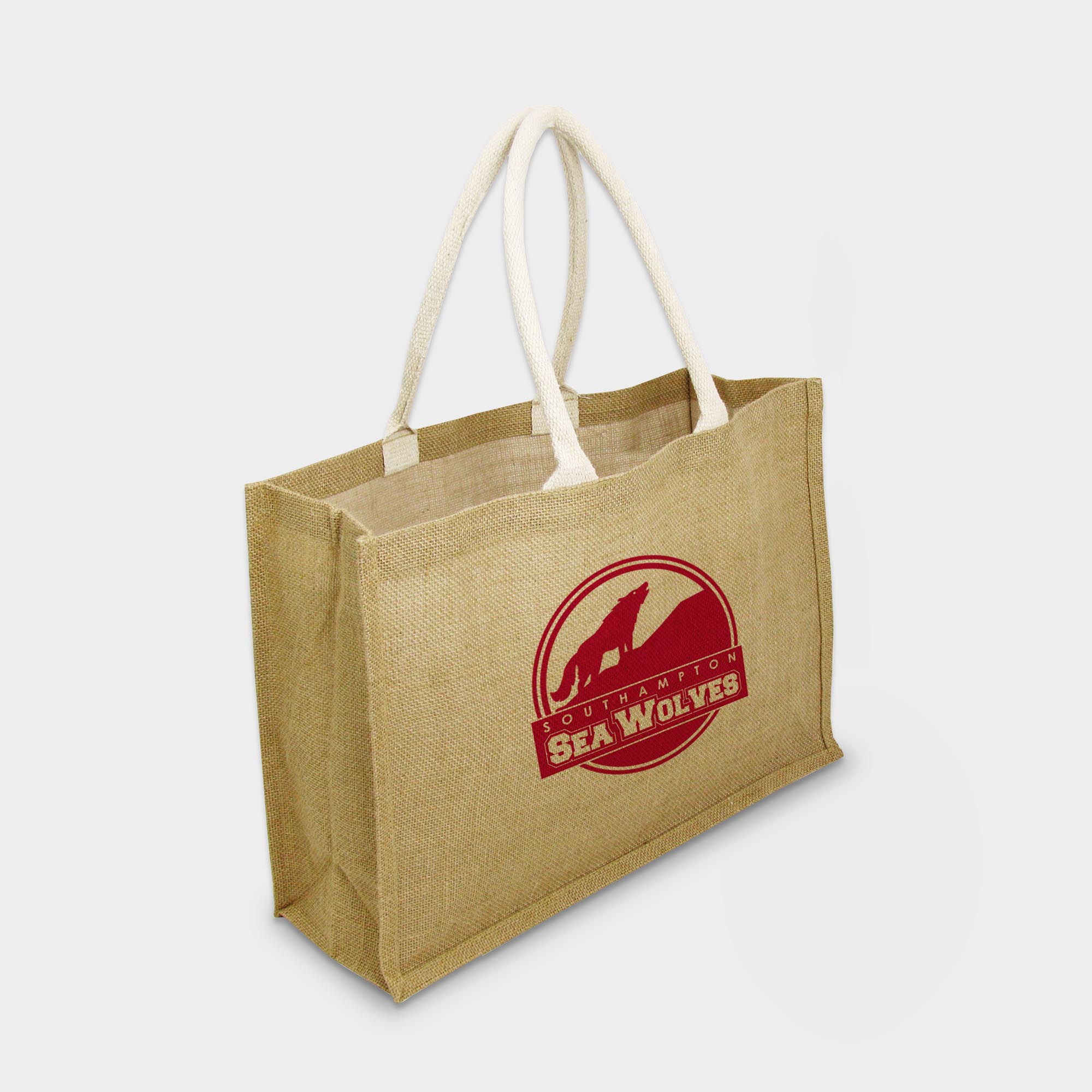 The Green & Good York Jute Bag is made using sustainable jute. Large Landscape design with deluxe handles made from cotton over rope. The inside of the bag is laminated for easy cleaning and additional sturdiness.