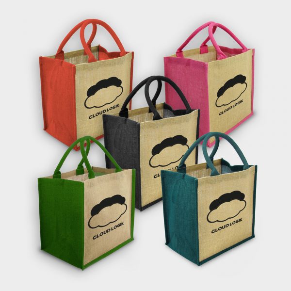 The Green & Good Brighton Jute Bag is made from natural and sustainable jute. Comes with coloured gussets in various colours. Popular shopping and gift bag with square format and cotton webbing over rope handles. Lined inside with a laminated surface for easy cleaning and sturdiness.