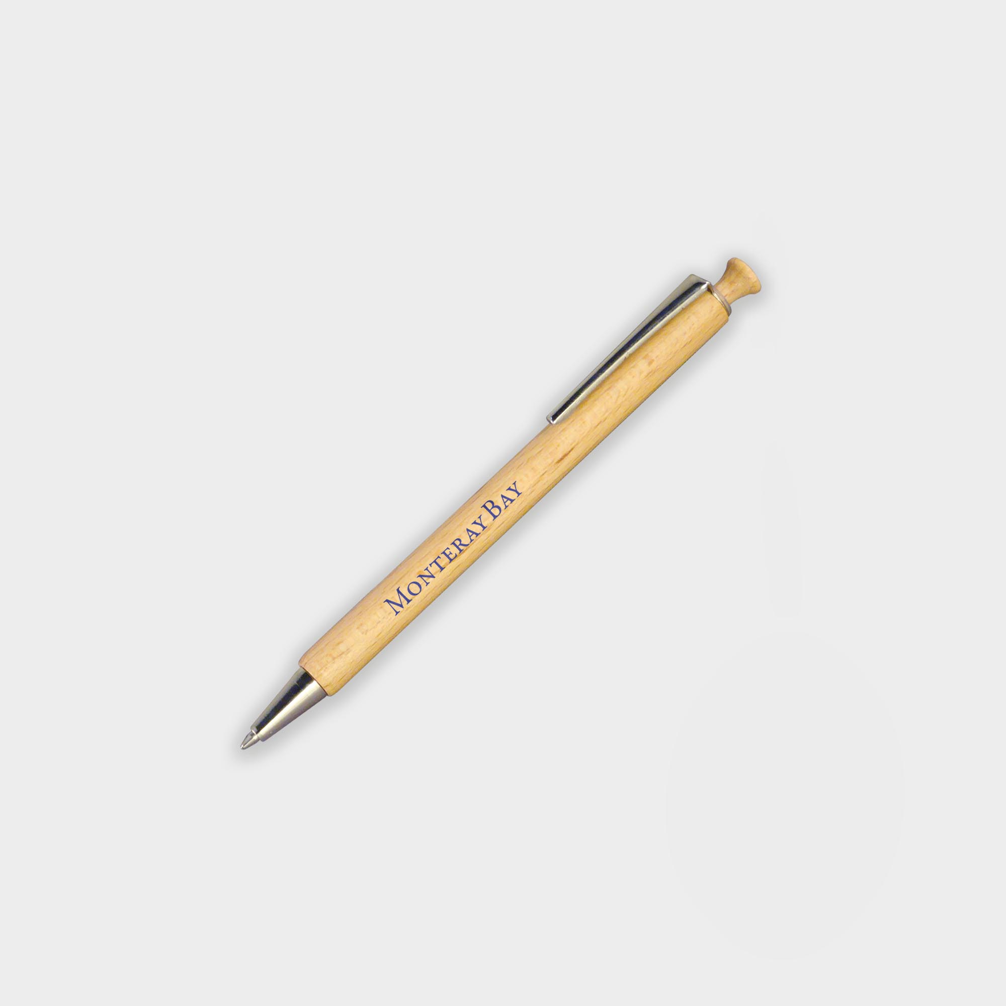 The Green & Good Albero Pen from sustainable wood. Executive Pen - retractable with a natural wood finish and chrome trim. Made from sustainable beech. Blue ink as standard. Optional black ink.