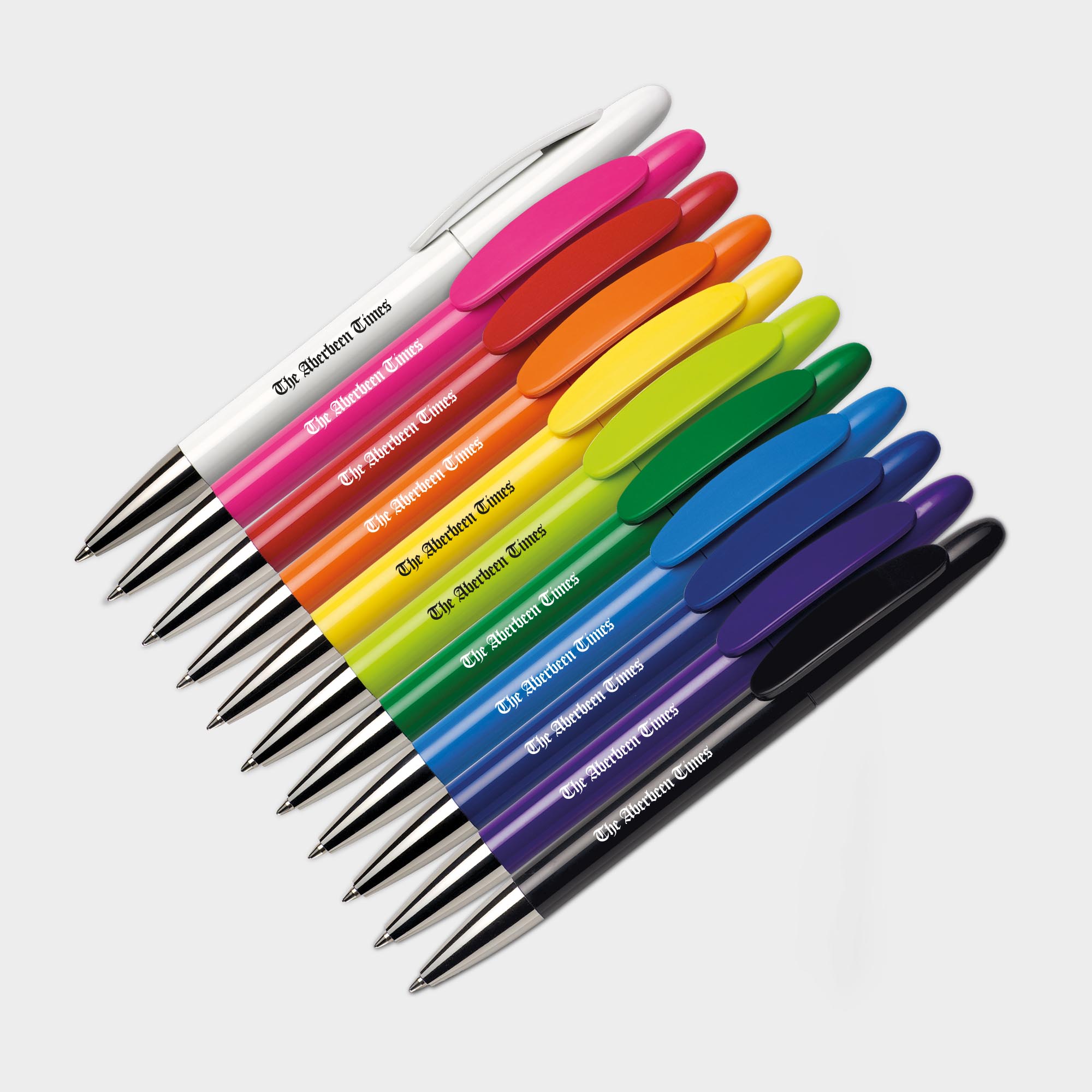 The Green & Good Hudson Pen made from recycled plastic. Stylish executive pen with twist action, available in a variety of popular colours with chrome tip. Nice haptic feel and large print area. Black ink as standard.