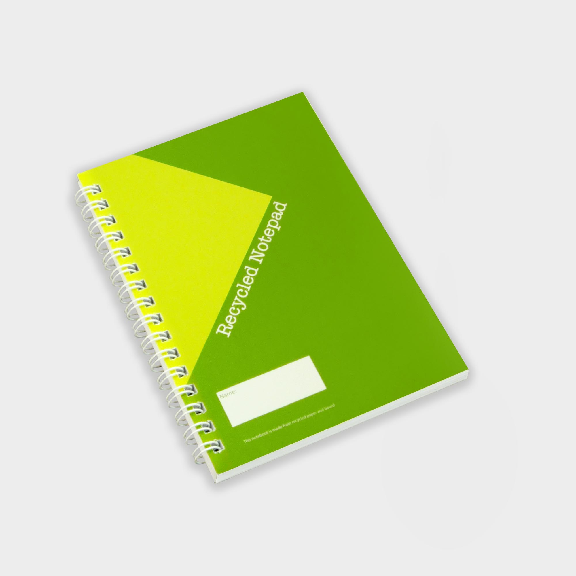 The Green & Good Wirebound Notebook is made from recycled paper - size A6. The cover is 250gsm, the sheets are 80gsm and the backboard is 500 micron. Comes wirebound with 50 sheets as standard. Please contact us if you require a bespoke number of sheets.